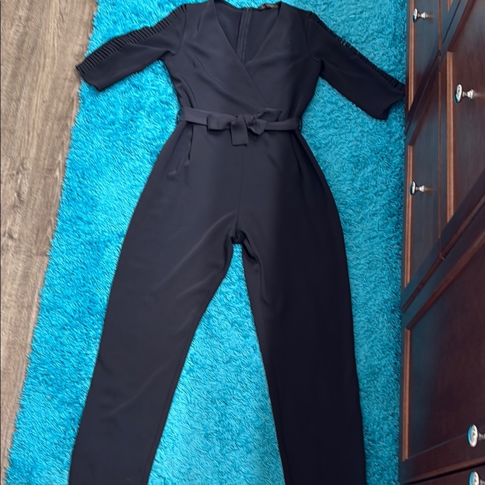 Zara Black Structured Jumpsuit with Belt‎